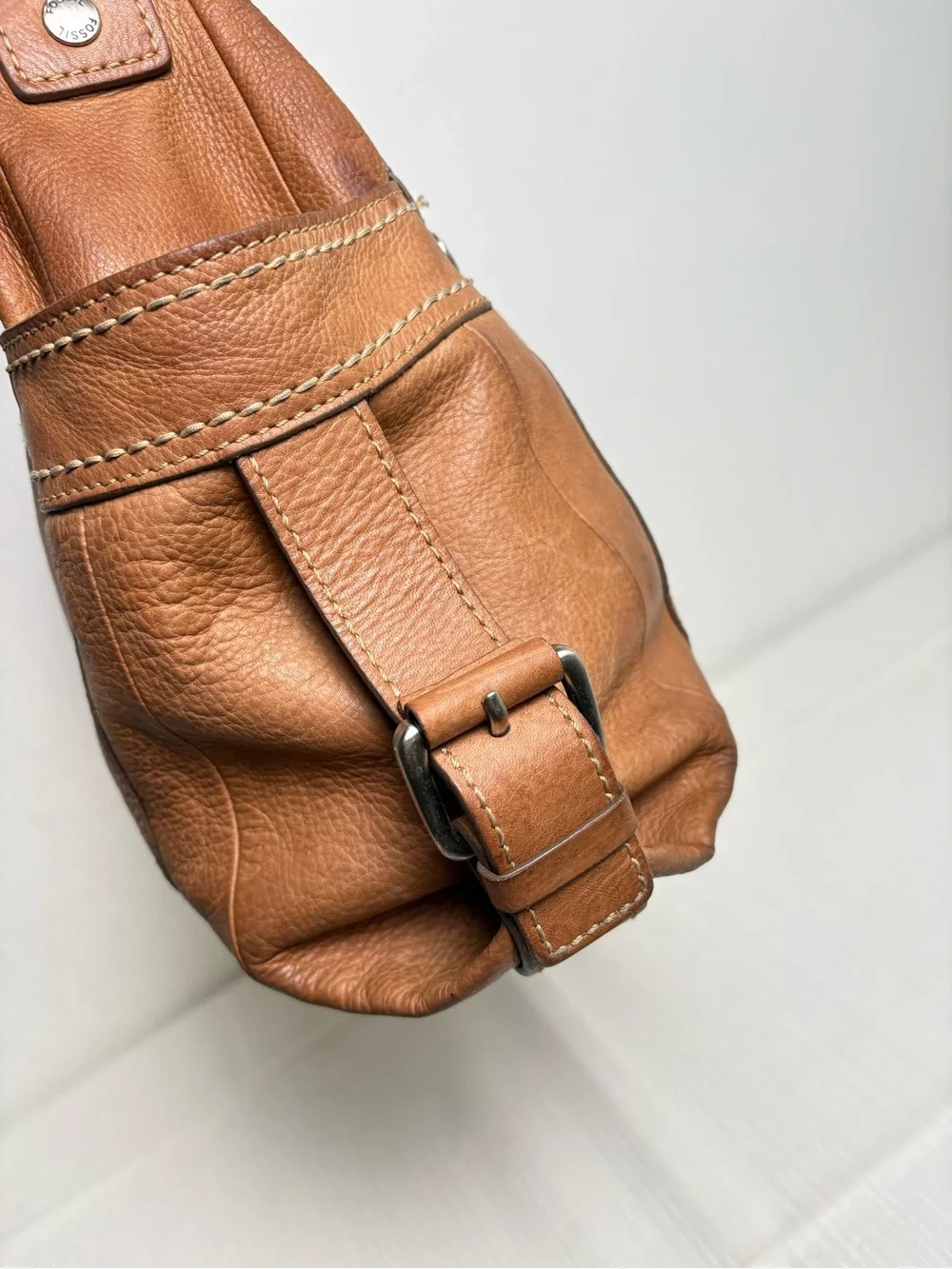 FOSSIL Vintage 90s Y2K RARE Leather Buckles Shoulder Hobo Bag Purse
